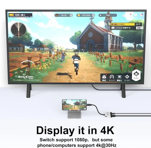 Vista 5 de Base de interruptor para Nintendo Switch OLED, base de TV portátil con puerto HDMI USB 3.0 y carga USB C, base de viaje para Nintendo Switch Steam