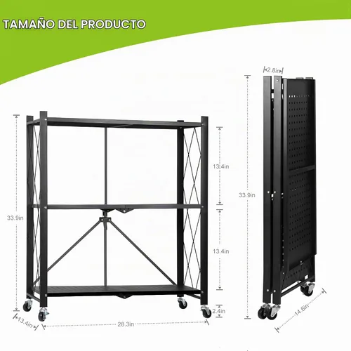 Vista 2 de Soporte de metal para plantas, estante plegable de 3 niveles para flores