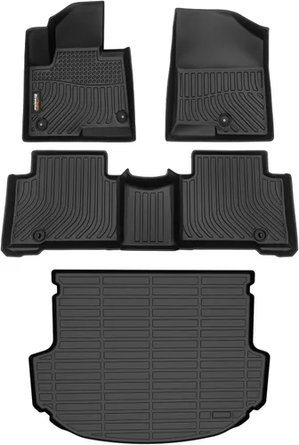Vista 51 de Alfombrillas para todo tipo de clima y forro de carga para Volkswagen Atlas 2018-2026 (asientos de 6 pasajeros), juego completo de 3 filas
