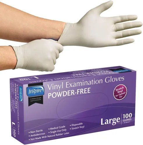 Vista 11 de Inspire Guantes de vinilo elástico sin polvo y látex de grado examen, pequeños, 100