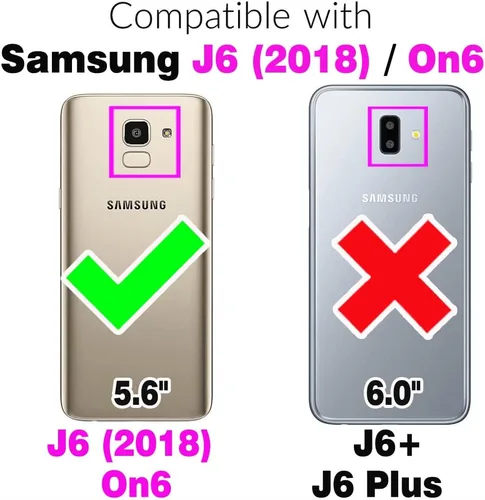 Vista 2 de Asuwish Funda compatible con Samsung Galaxy J6 2018 y protector de pantalla de vidrio templado, accesorios de celda, cubierta protectora de TPU
