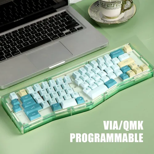Vista 6 de EPOMAKER Alice QMKVIA - Kit de teclado mecánico con cable acrílico intercambiable en caliente con increíbles retroiluminación RGB, compatible