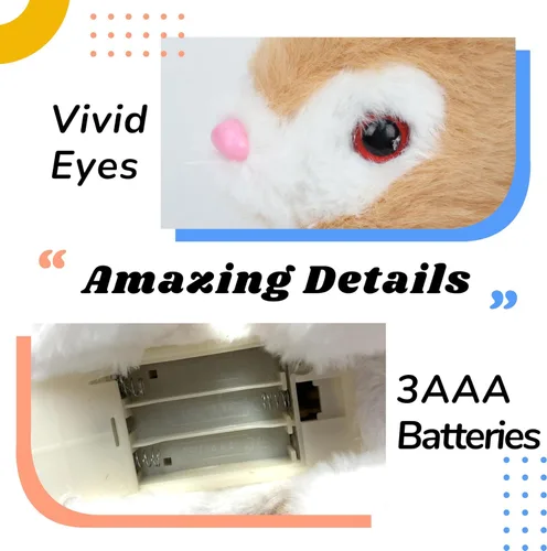 Vista 4 de Hopearl Juguete electrónico interactivo de conejo de peluche LED Hopping Rabbit Repeat What You Said para mascotas, juguete animado que canta, habla