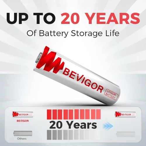 Vista 8 de BEVIGOR Paquete de 4 pilas de litio AAA, baterías de litio triple A, 1.5 V 1200 mAh pilas AAA de larga duración para linterna, juguetes, control