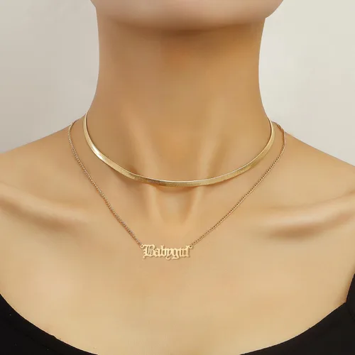 Vista 3 de Aretes de aro de bambú para mujer, de acero inoxidable, estilo de letra inglesa, estilo de los años 8090, accesorio para disfraz, conjunto de joyas