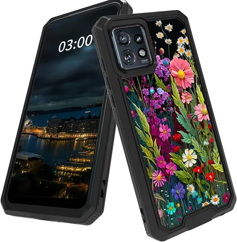 Vista 9 de Funda para Motorola Edge Plus para Moto Edge Plus 2023 con diseño de patrón de mariposa artística a prueba de caídas de policarbonato duro de doble