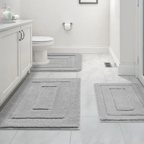 Vista 29 de GRANNY SAYS Juego de 2 alfombras de baño suaves para baño, alfombras de baño antideslizantes y lavables, alfombras de baño absorbentes para bañera