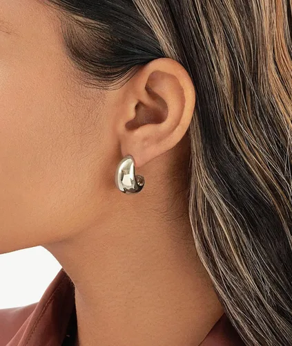 Vista 123 de Aretes de aro gruesos de oro para mujer, chapados en oro de 14 quilates, aretes de aro triple, hipoalergénicos, a la moda, aretes de aro gruesos