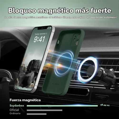 Vista 3 de Funda magnética para iPhone 12, compatible con MagSafe, [protección completa de la cámara] [protectores de pantalla] funda protectora de silicona a