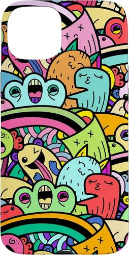 Vista 8 de iPhone 13 Monster Doodle Street Art Pattern, divertido estuche de estilo urbano