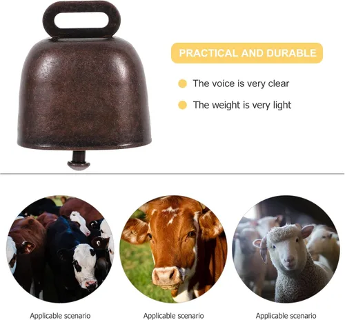 Vista 4 de 2pcs Vaca Campanas de Larga Distancia Caballo Ovejas Campanas de Hierro Ganado Fuerte Granja Animal Bronce Rojo Bronce