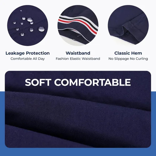 Vista 4 de Carer - Ropa interior tipo bóxer para incontinencia para hombre, lavables, reutilizables, de algodón, a prueba de fugas, con zona frontal