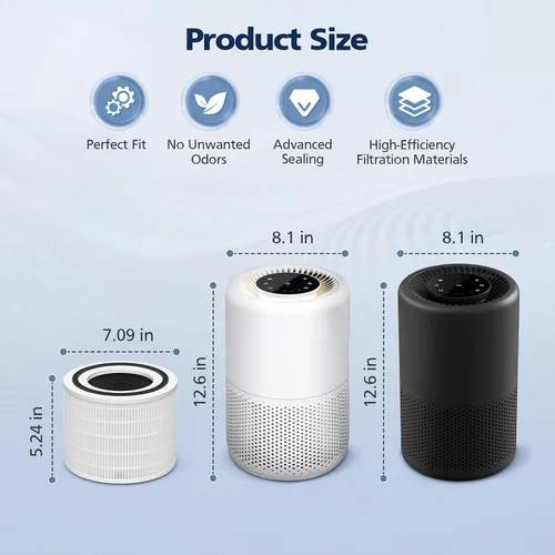 Vista 9 de Paquete de 2 filtros de repuesto Core 200S, compatibles con LEVOIT Core 200S Core 200S-P Smart WiFi purificador de aire, comparar la pieza # Core