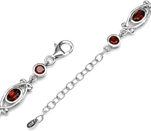 Vista 3 de Silvershake Pulsera ajustable de plata de ley 925 chapada en oro blanco granate natural de 4.89 quilates, estilo victoriano de 6.5 a 8 pulgadas, Oro
