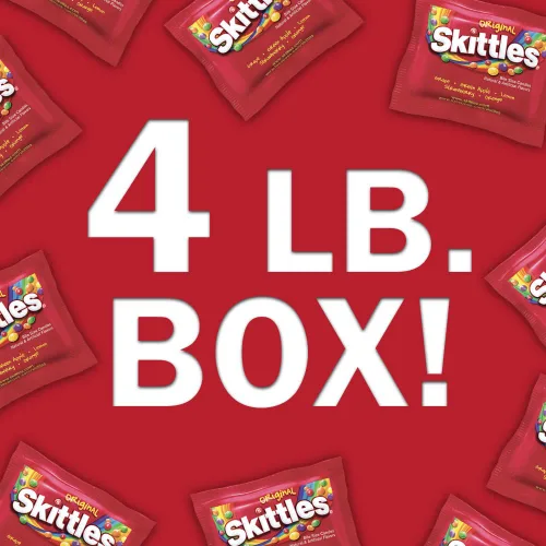 Vista 4 de SKITTLES Paquete a granel de caramelos masticables originales Fun Size, caja de 4 libras