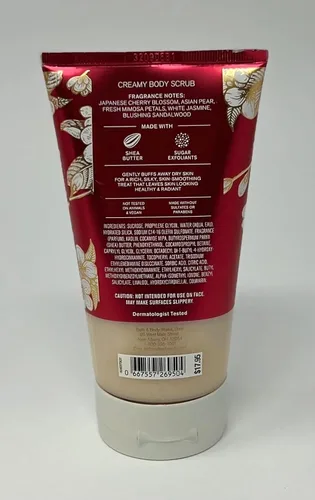 Vista 2 de Bath and Body Works - Exfoliante corporal cremoso con flor de cerezo japonés, 6.6 onzas (flor de cerezo japonés)