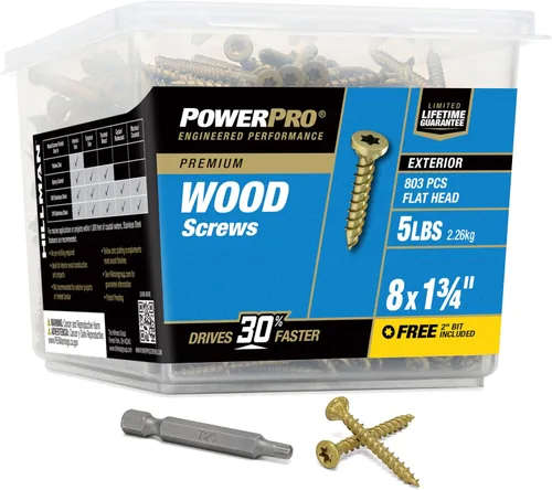 Vista 18 de Power Pro Tornillos de madera para exteriores de alta calidad, tornillos de cubierta multiusos #8 x 1-1/4 pulgadas para proyectos al aire libre