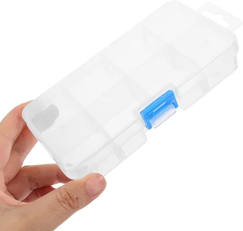 Vista 9 de Healifty Caja de herramientas transparente para arte de uñas, organizador de 8 ranuras con tapa, estuche de almacenamiento de manicura de plástico