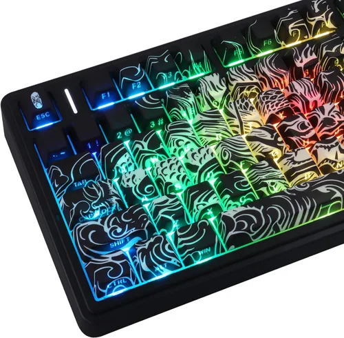 Vista 10 de Custom PBT Keycaps, Cool Modern Technology Style Keyboard Key caps(Black)