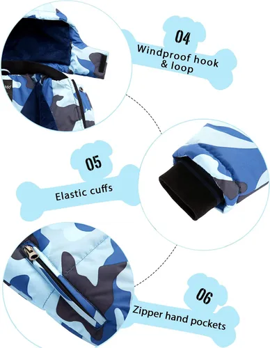 Vista 5 de Wantdo Abrigo acolchado de invierno para niño, resistente al agua, con capucha extraíble
