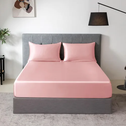 Vista 35 de THXSILK Juego de sábanas bajeras de 100% seda de morera, 3 piezas de seda 7A+, transpirable, suave, sábana bajera de 16 pulgadas de profundidad, 2