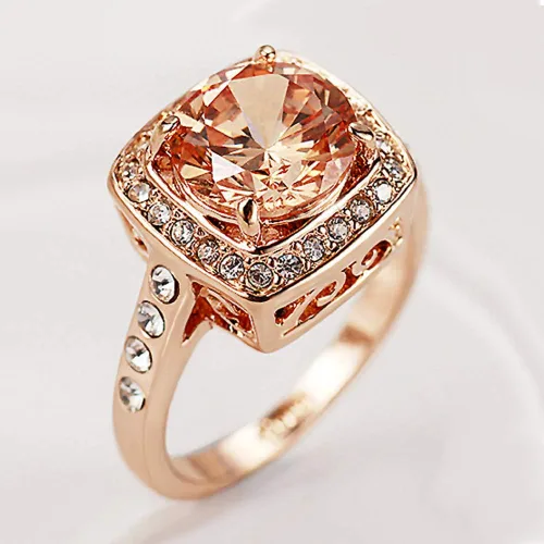 Vista 4 de Acefeel Anillos brillantes amarillos del topacio de la circona cúbica para las mujeres 18K chapado en oro rosa, Circonita, oro blanco, cobre, oro