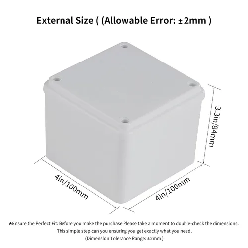Vista 2 de Paquete de 6 cajas de 4" x 4" x 3" de plástico PVC a prueba de polvo e impermeables IP65, cajas de conexiones y conductos para proyectos, gabinete
