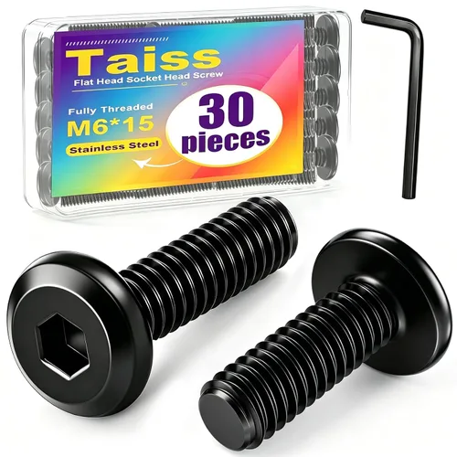 Vista 29 de Taiss 10 piezas de tornillos de cabeza hexagonal de 5/16-18x1, pernos para muebles, tornillos para muebles de acero inoxidable 304, pernos de 1/4