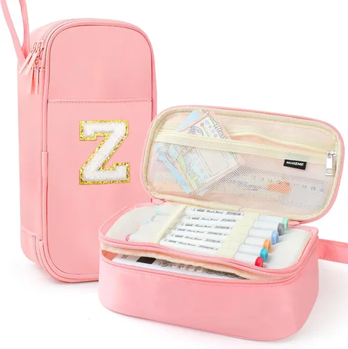 Vista 81 de Estuche Grande para Lápices, Bolsa de Lápices de Gran Capacidad, Bolsa de Lápices Personalizada con Inicial con Cremallera Suave, Múltiples