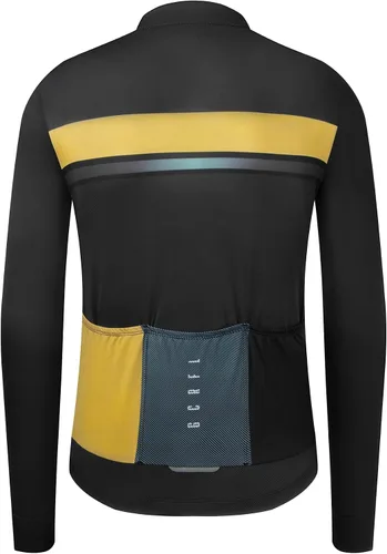 Vista 2 de Camiseta de ciclismo para hombre, manga larga, camiseta de ciclismo de carretera, bolsillo con cremallera, ligera, ajuste profesional UPF 50+