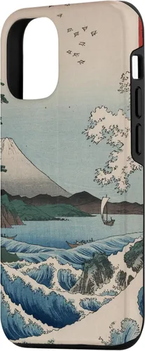 Vista 2 de Funda de pintura japonesa para iPhone 15 con diseño de ondas tradicionales japonesas