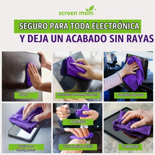 Vista 4 de Screen Mom Paños de microfibra morados (paquete de 4) – Paños de limpieza de pantallas de microfibra, paño de limpieza de TV para limpiadores