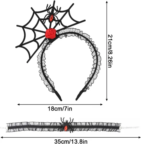 Vista 2 de Roontin Juego de diadema espeluznante de Halloween - Accesorios para el cabello de telaraña para mujer