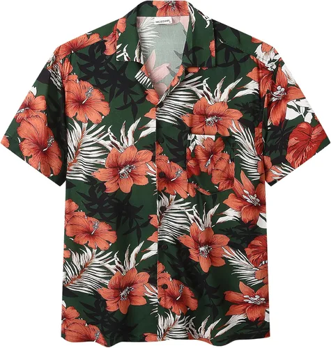 Vista 5 de MCEDAR Hawaiian Shirt for Men Regular Fit Short Sleeve Button Down Summer Beach Tropical Aloha Shirts S-3XL
