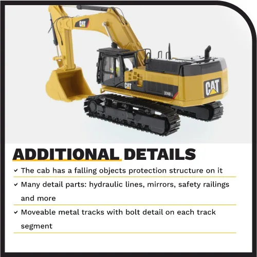 Vista 5 de Diecast Masters Excavadora Caterpillar 374D L 1:50 High Line Series Cat Trucks y equipo de construcción Modelo a escala 1:50 coleccionable