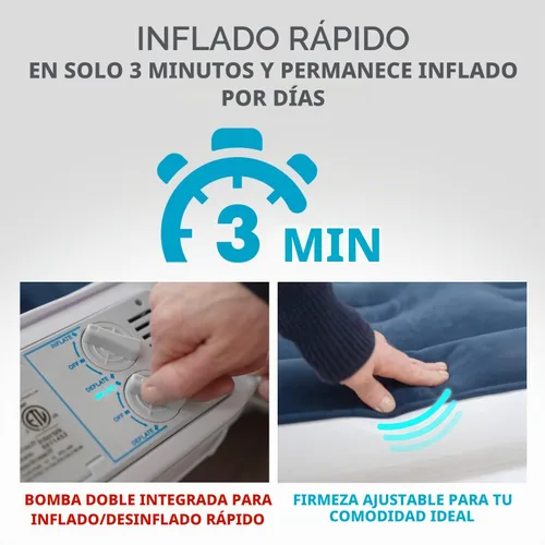 Vista 3 de Simpli-Magic Premium Collection - Colchón de aire de lujo, bomba integrada de alta capacidad para el hogar y el campamento, doble altura, ajustable