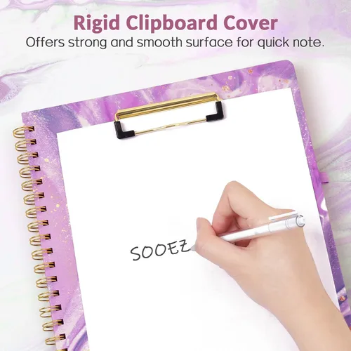 Vista 4 de Sooez Folio portapapeles con bloc de notas recargable, carpeta con 10 bolsillos de almacenamiento para tamaño carta, cuaderno portapapeles