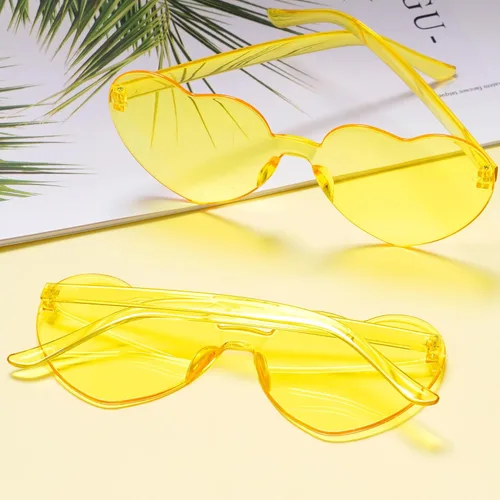 Vista 5 de Fengek 6 lentes de sol en forma de corazón, sin marco, transparentes, regalos de fiesta para niñas y mujeres