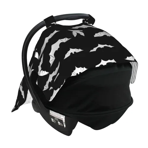 Vista 7 de Funda de asiento de coche de murciélago de Halloween, cubierta de asiento de coche de moda para invierno, cubierta de enfermería, regalo de ducha
