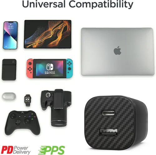Vista 9 de Cargador de pared USB-C GaN de 30 W, bolsa de viaje, cable USB-C y Lightning 2 en 1, kit de cable de carga súper rápido para iPhone, iPad, teléfonos
