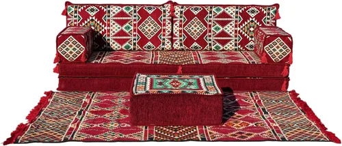 Vista 14 de arabicsofa Juego de sofá de dos plazas étnico individual – Funda lavable estilo bohemio cojines de suelo con sofá otomano