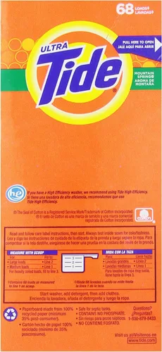 Vista 4 de Tide Detergente en polvo para ropa, Mountain Spring, 68 cargas, 95 oz