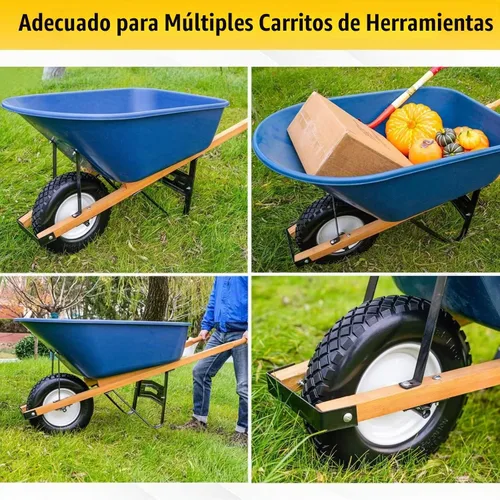 Vista 7 de 16" Neumático plano sin cámara de PU 4.80/4.00-8" sólido con rodamiento de bolas de 3/4" y cubo central de 3"-8", rueda universal para carretilla