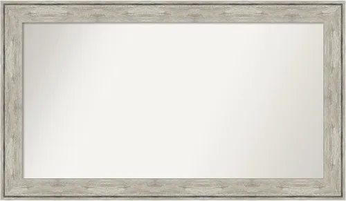 Vista 174 de Amanti Art Espejo de baño plateado para sobre el fregadero, 28 x 37 pulgadas, elegante espejo rectangular de peltre cepillado, marco de madera