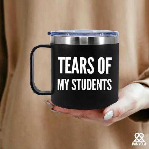 Vista 8 de Tears Of My Students - Taza térmica de 14 onzas con tapa de asa para profesores, regalos para profesores de estudiantes, para graduación, día