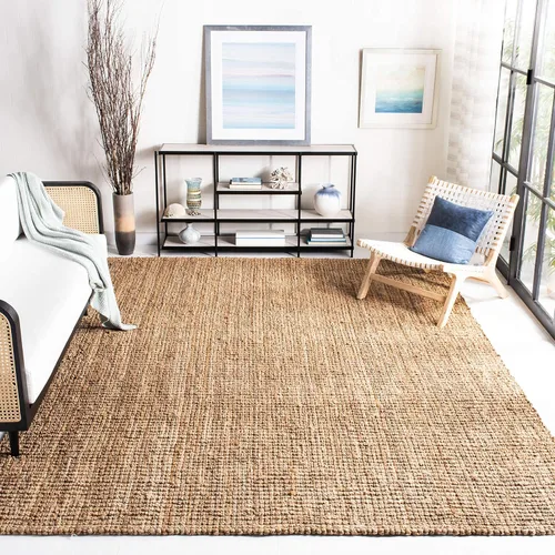 Vista 2 de SAFAVIEH Alfombra 6' Cuadrada - Colección de Fibra Natural - Marrón Natural, Yute Hecho a Mano, Estilo Granja, Pila Gruesa Texturizada (NF447A)