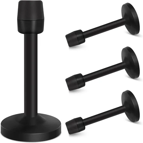 Vista 12 de Tope de puerta, tope de puerta de montaje en pared de 4 pulgadas con punta de goma amortiguadora de sonido, tope de puerta rígido sólido, acero Negro