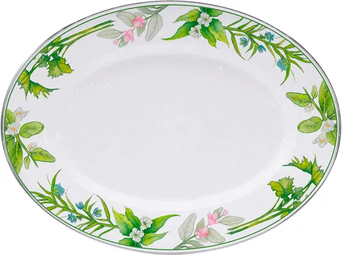 Vista 13 de Golden Rabbit Enamelware Oval Platter, 12 x 16in, Aegean Sevilla
