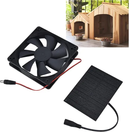 Vista 5 de Kit de ventilador de panel solar, ventilador solar de 3 W 5 V con panel solar, ventilador de escape solar impermeable para pequeños gallineros