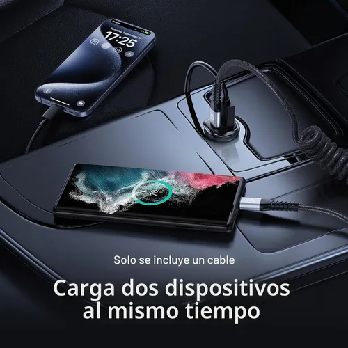 Vista 7 de Syncwire Cargador USB C para automóvil de 60 W [PD 30 W y QC 30 W] Adaptador USB de carga rápida con cable en espiral tipo C de 5FT compatible
